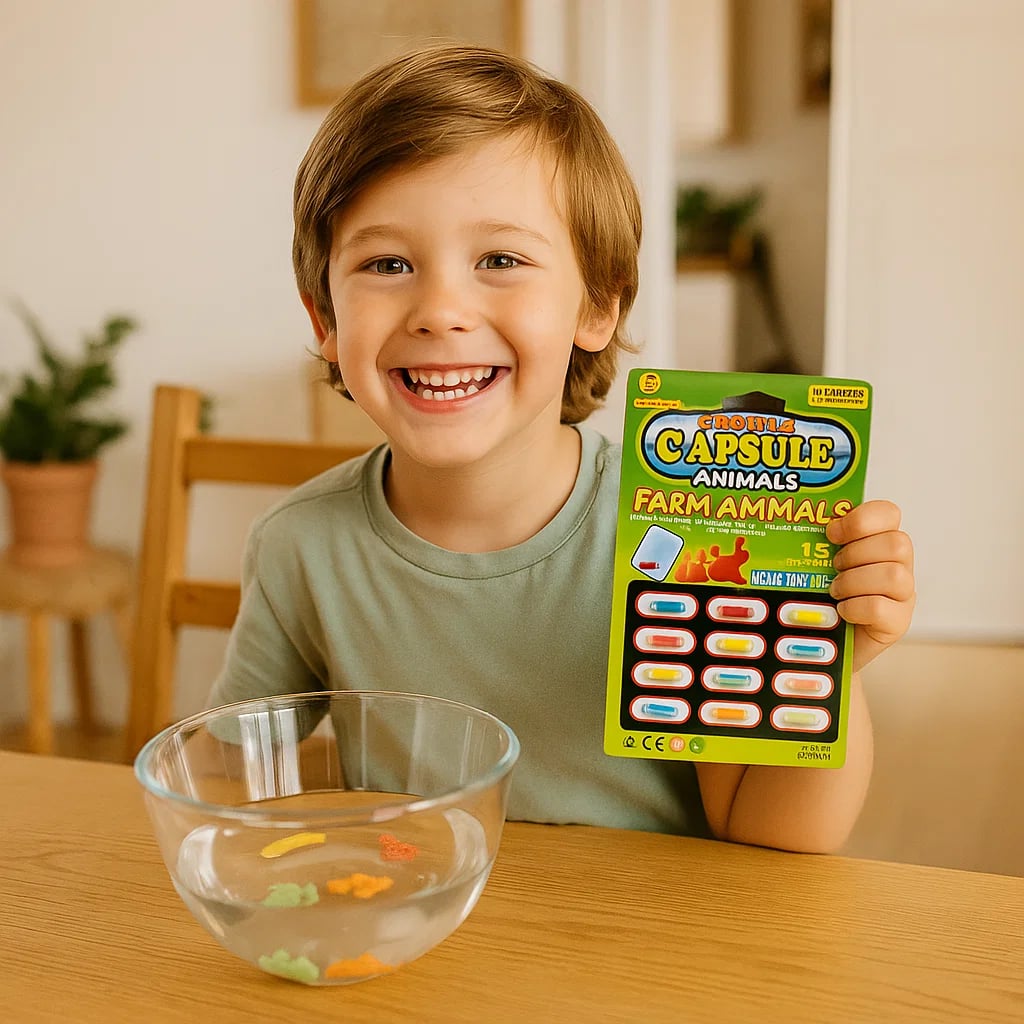 Entdecke das Geheimnis der magischen Tier Kapseln. Pädagogisches Wasser Spielzeug für neugierige Kinder.
