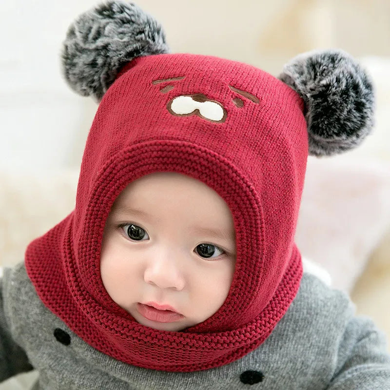 Baby Ohrenmütze aus Strick mit weichem Fleecefutter, warme Wintermütze für Neugeborene & Kleinkinder.