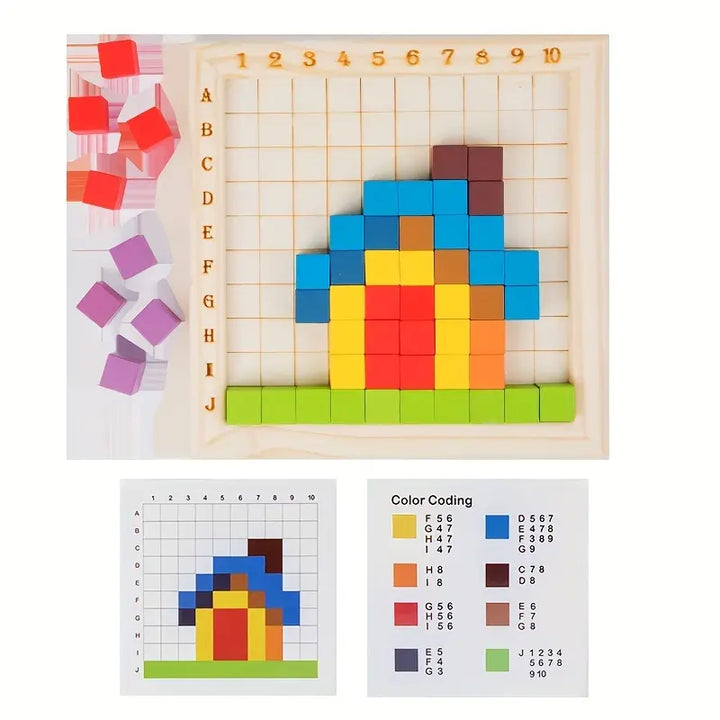 Robustes Montessori Lernspiel aus Holz: Farben, Zahlen, Buchstaben erkennen. Perfekt für Kinder & Motorik.