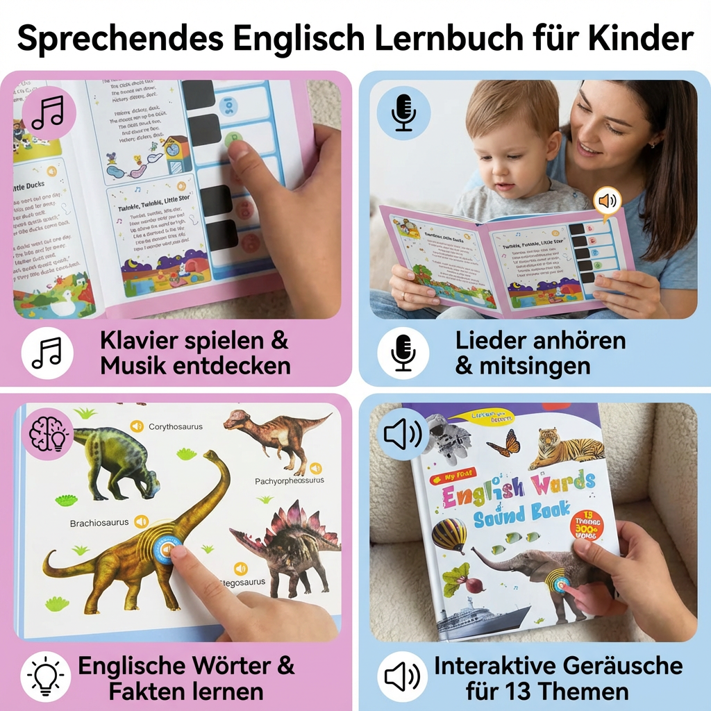 Frühkindliche Bildung: Englisch Lernbuch mit Audiofunktion; Aussprache üben für junge Lerner.