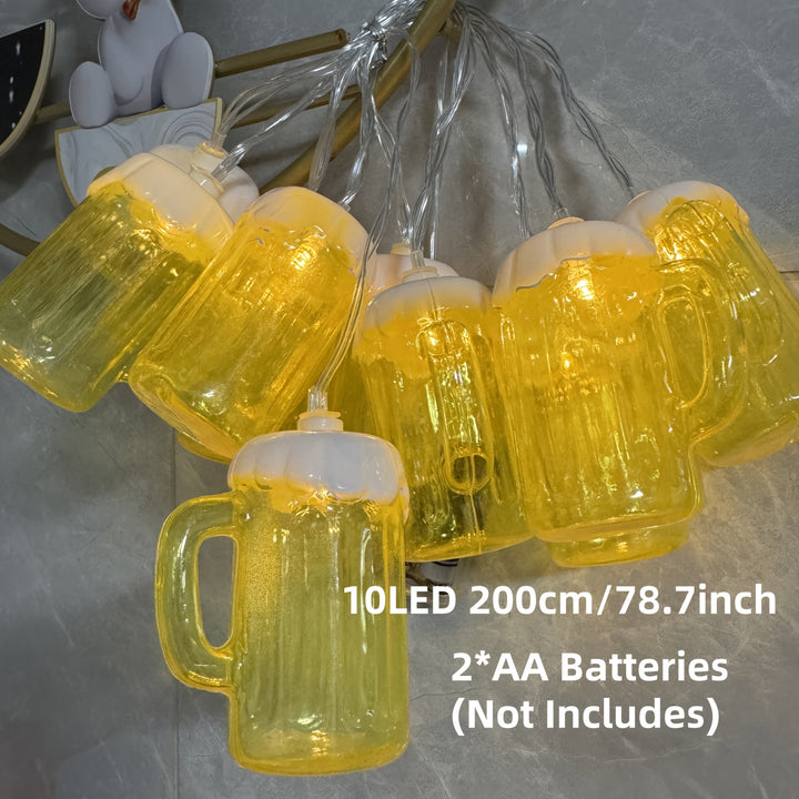 Fröhliche Garten- & Partybeleuchtung: LED-Bierkrug-Lichterketten (2er Set) schaffen gemütliche Stimmung.