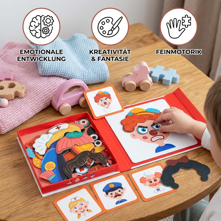 Lernspiel für Vorschule: Pädagogisches Puzzle zur Erkennung von Emotionen & Gesichtsausdrücken für Kleinkind-Entwicklung.