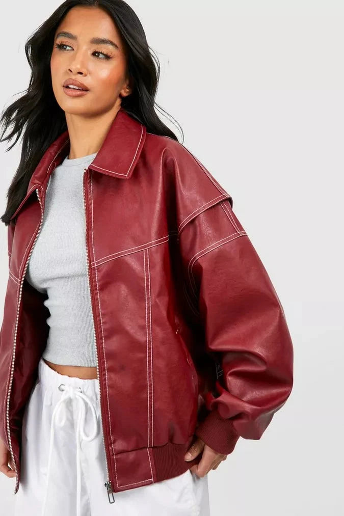 Grüne Oversized Bomberjacke für Damen, ideal für lässigen Casual-Style in der Übergangszeit. Urban & bequem.