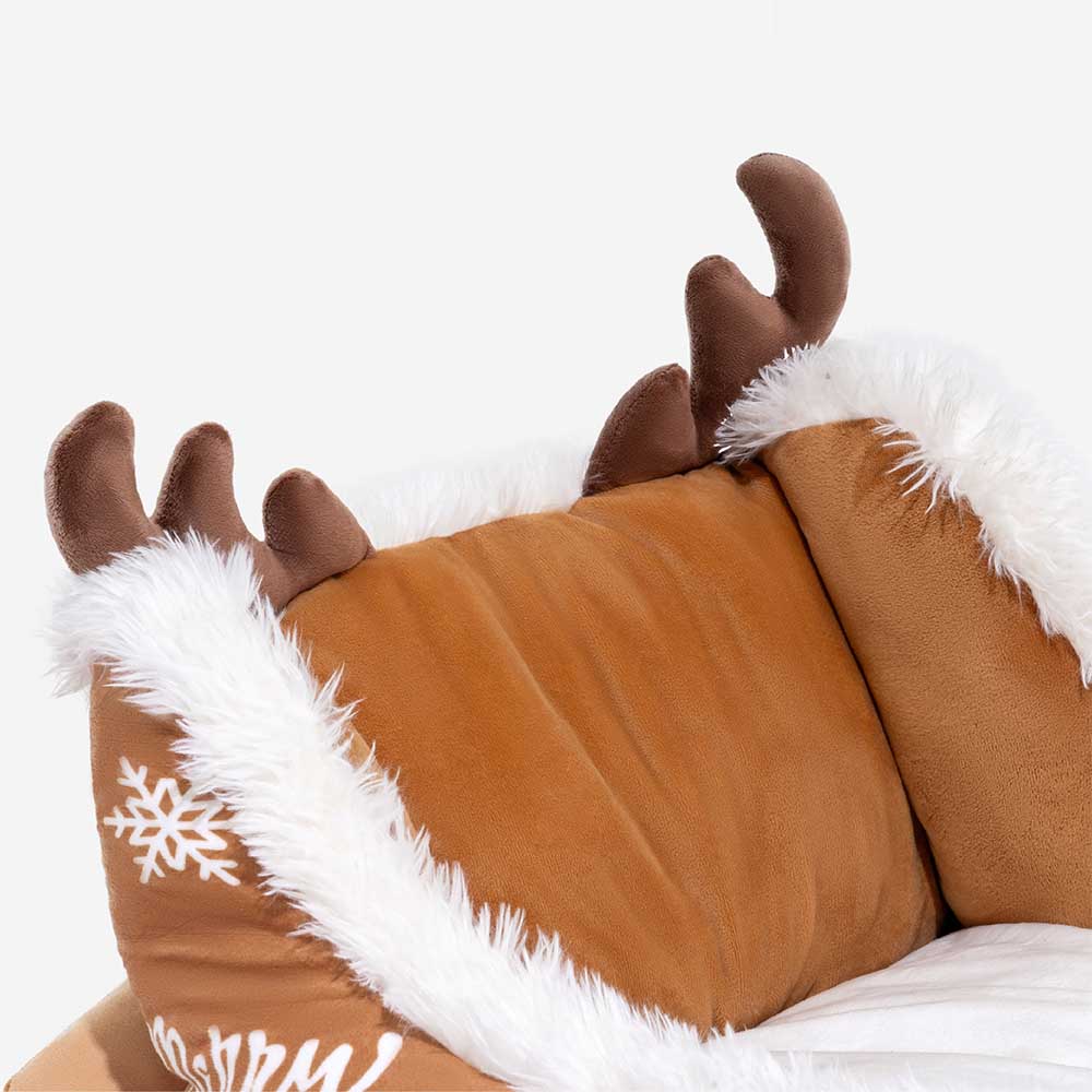 Kuscheliges Plüsch-Hundebett "Schlitten", ideal für Weihnachten, bietet Hunden warmen und weichen Komfort.