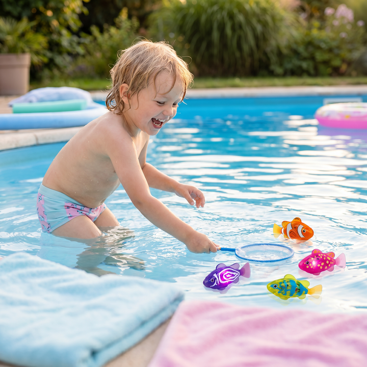 Leuchtende LED Schwimmfische, bezauberndes Badespielzeug für Kinder. Fördert Spiel & sensorische Entwicklung.