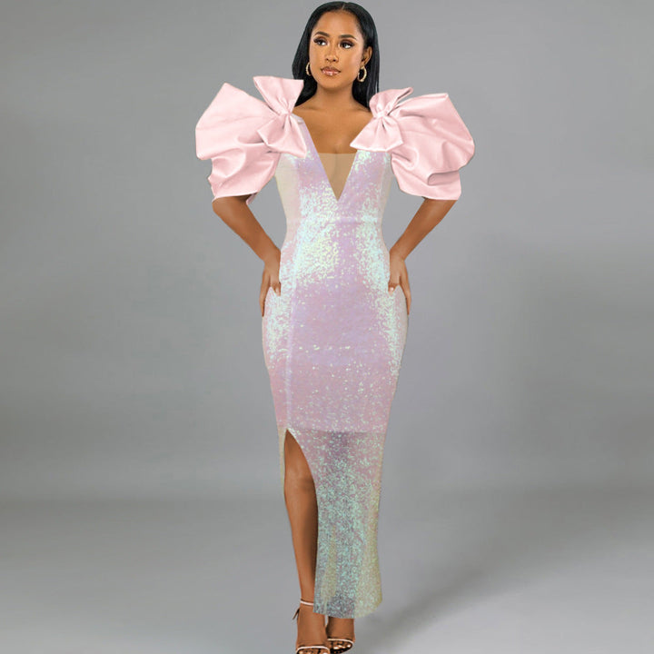 Figurbetontes Glamour-Abendkleid für Damen, schimmernd, elegant für Gala und Party.