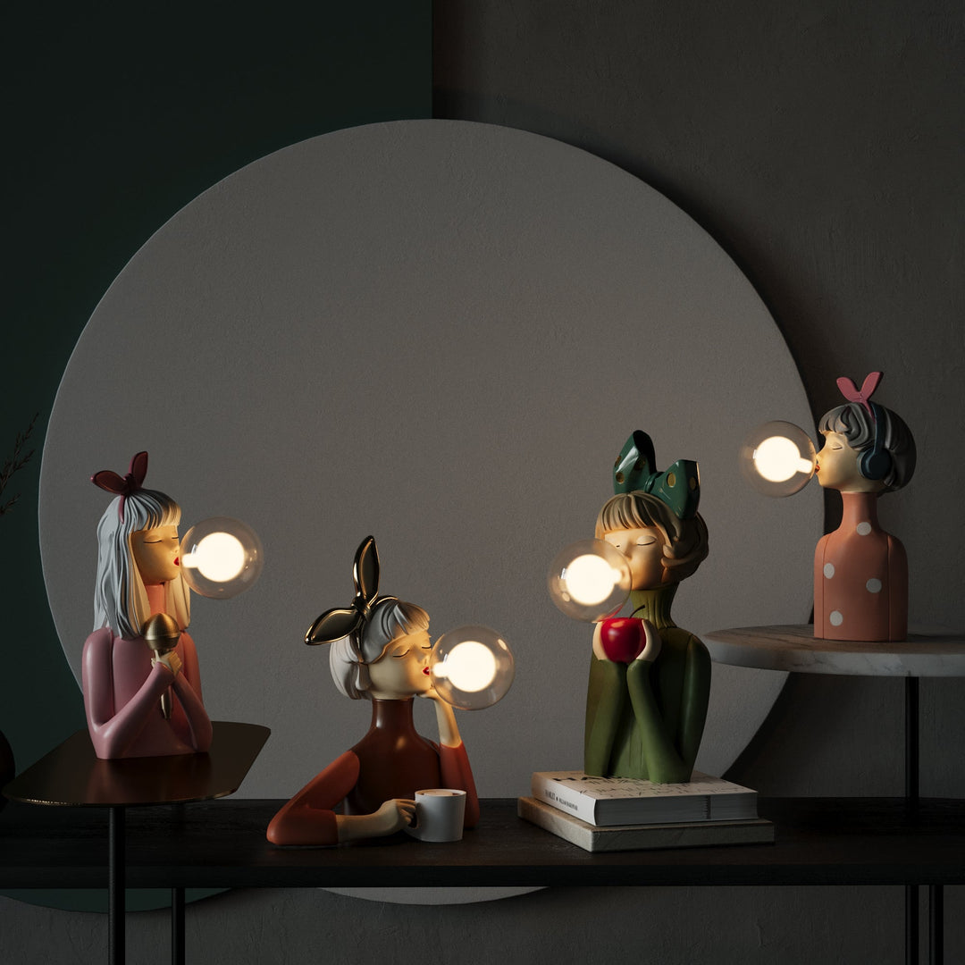 Dekorative Tischlampe, handgefertigt, aus Kunstharz und Glas, moderne Beleuchtung für Ihr Zuhause.