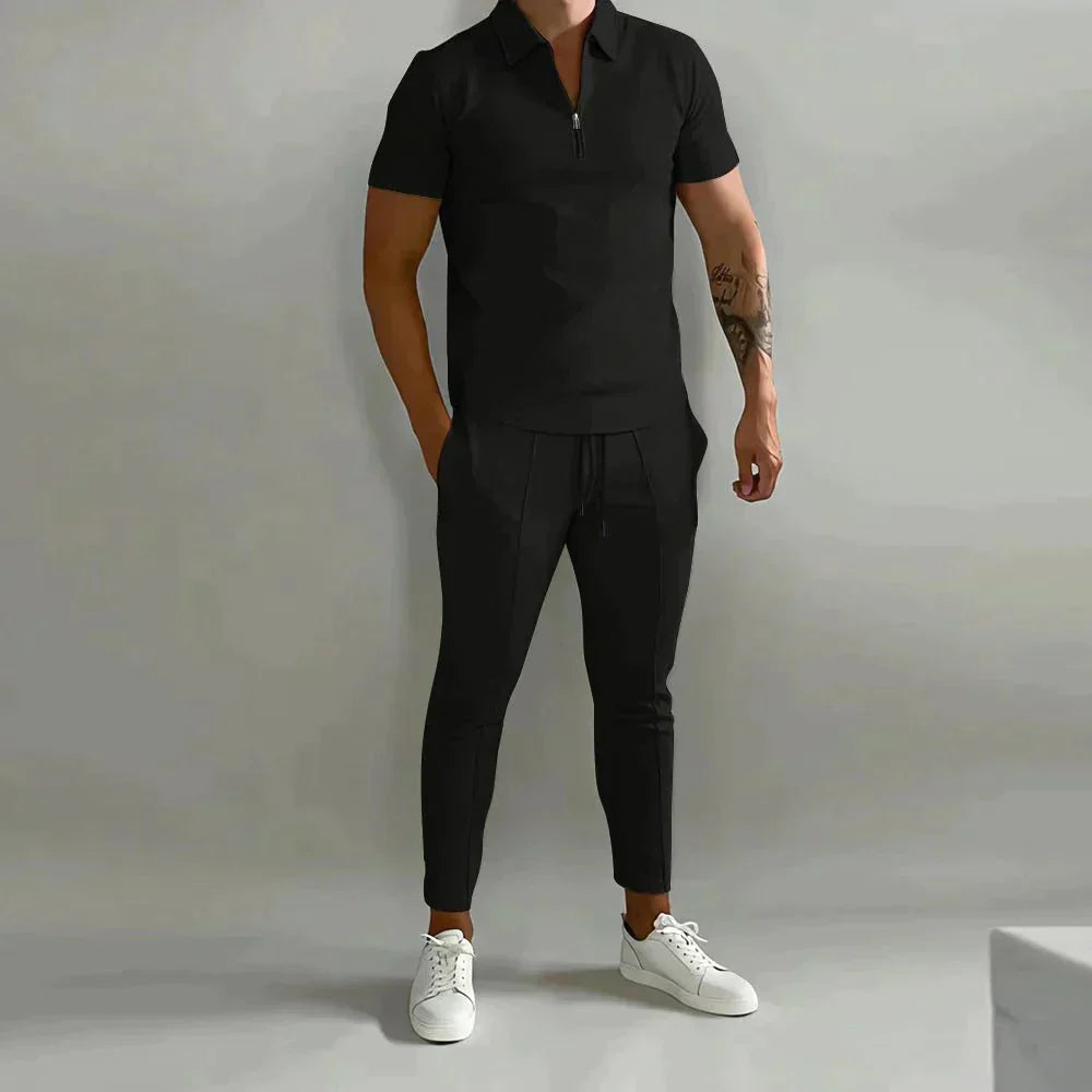 Herren Hemd und Hose im Set, weich & bequem. Ideal als stilvoller Zweiteiler für Herbst Freizeit und smarte Outfits.