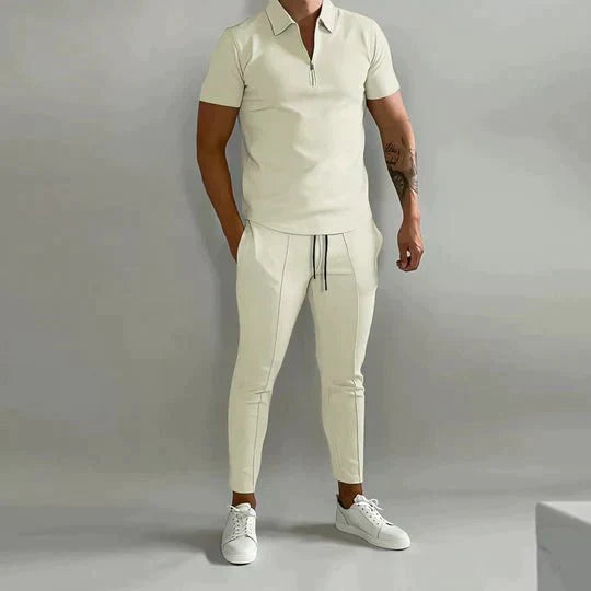 Stylisches Herren Kleidungsset mit lässigem Hemd und bequemer Hose. Perfekter Zweiteiler für Freizeit und Büro.
