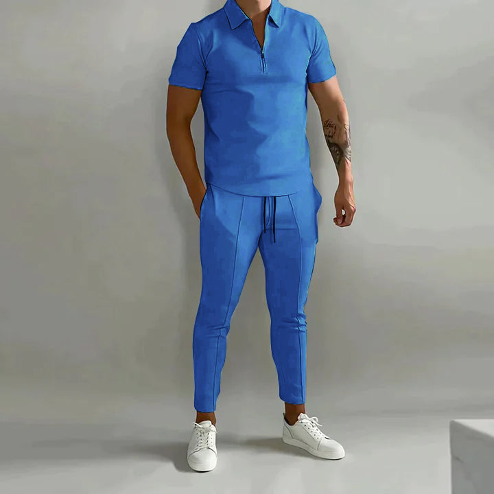 Modernes Herren Herbst Outfit-Set: Casual Hemd und passende Hose für elegante & bequeme Männerkleidung. Zweiteiler.