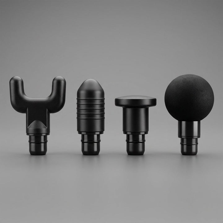 Tragbare Mini Massagepistole in Schwarz für Faszienmassage und gezielte Muskelentspannung. Perfekt für Fitness.