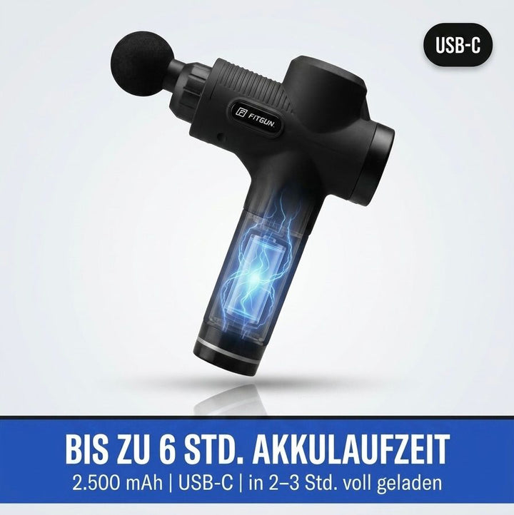 Diverse Aufsätze der Massagepistole für gezielte Tiefenmassage und Muskelentspannung am ganzen Körper.