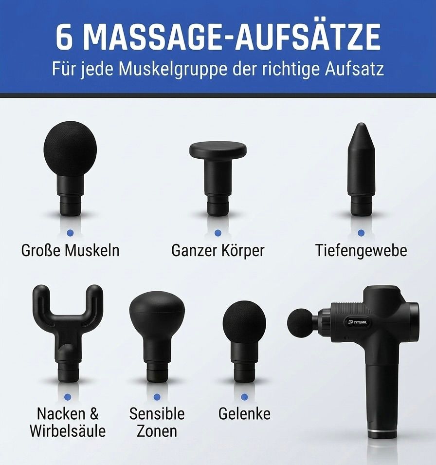 Fitness-Massagepistole zur schnelleren Muskelregeneration nach dem Sport und zur Vorbeugung von Muskelkater.