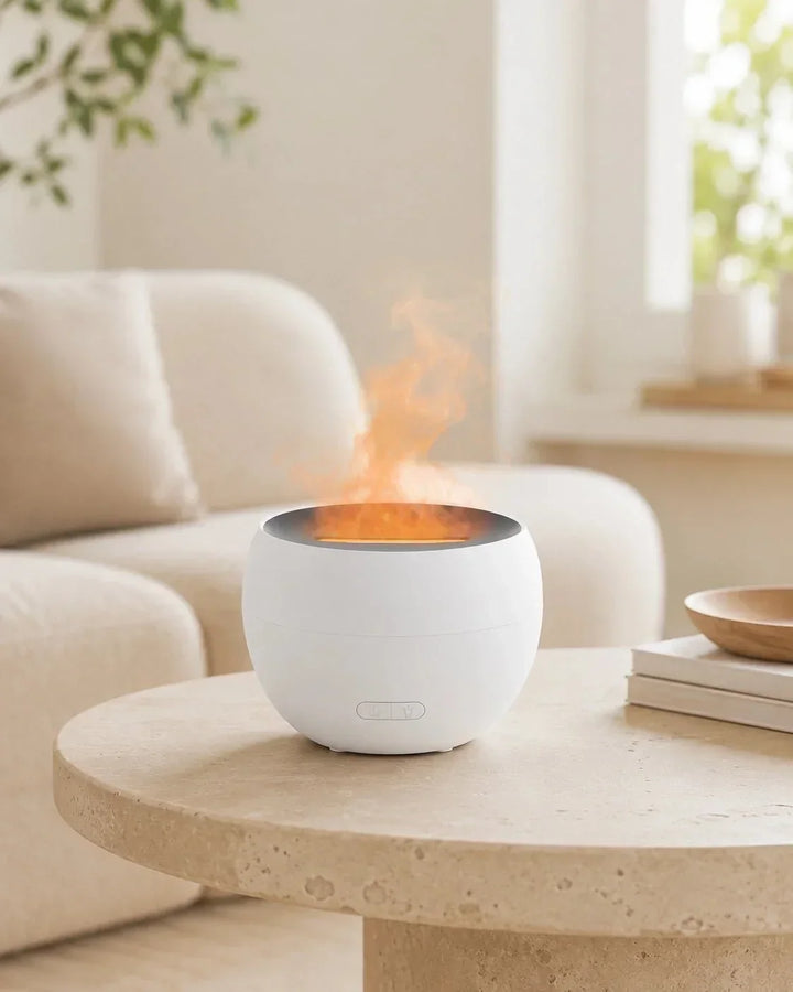 Dieser Aroma Diffusor kombiniert Flammeneffekt LED-Licht mit Duftfunktion. Ideal für Ihr Wohlbefinden.