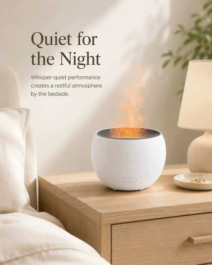 Kompakter Aroma Diffusor mit faszinierendem Flammeneffekt. Für Entspannung, Raumduft & stilvolles Wohnen.