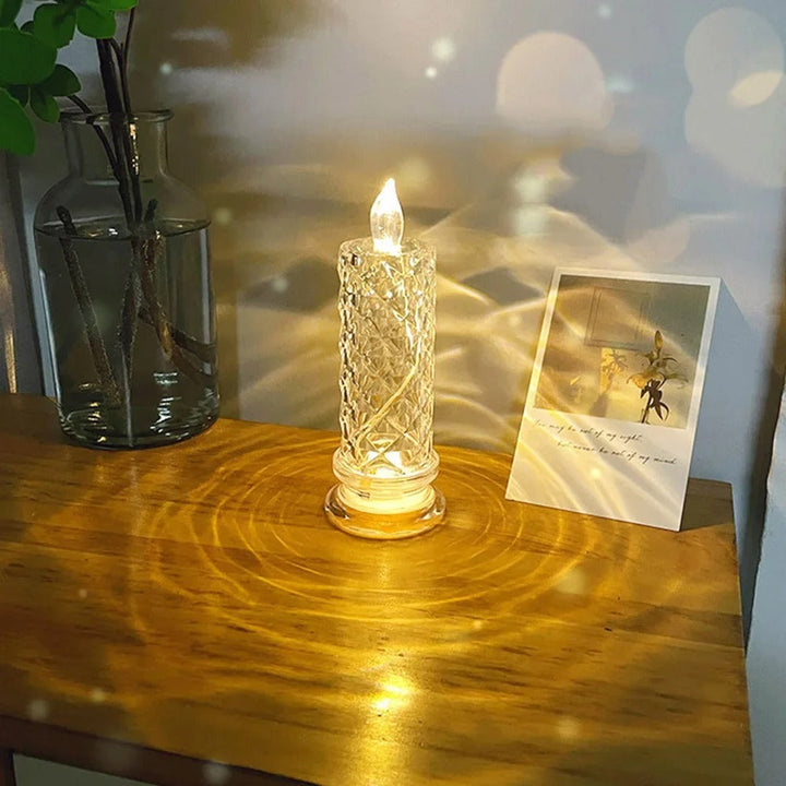 Flammenloses LED Kristall Kerzenlicht für sichere, stimmungsvolle Innenbeleuchtung. Ideale Dekoration.