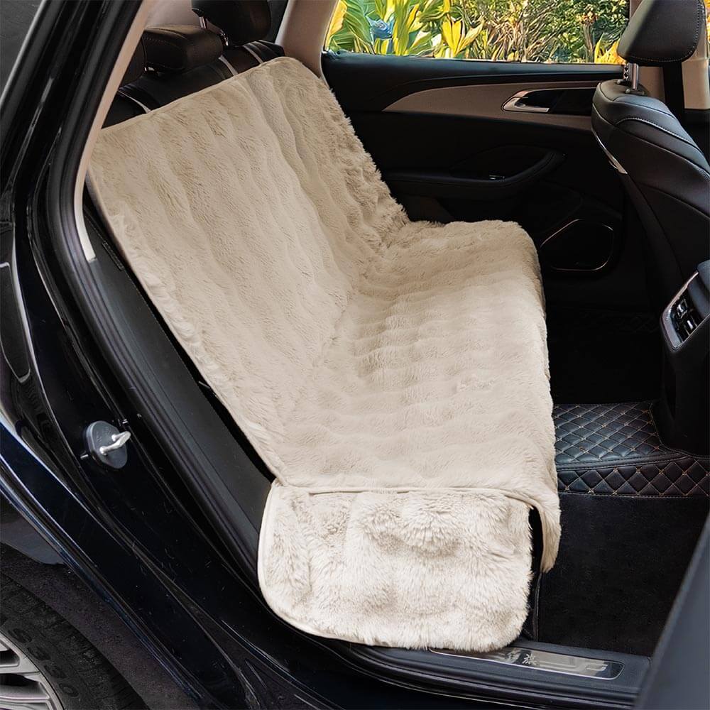 Luxuriöse Hundedecke aus Kunstpelz, grau, perfekt als Autositzschutz für Reisen mit Ihrem Vierbeiner.