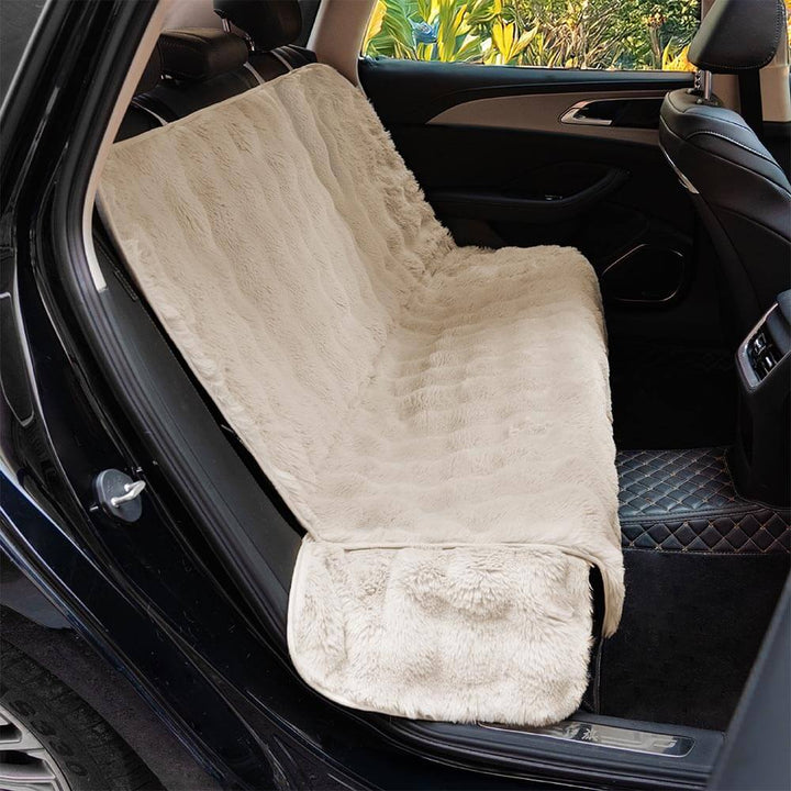 Luxuriöse Hundedecke aus Kunstpelz, grau, perfekt als Autositzschutz für Reisen mit Ihrem Vierbeiner.