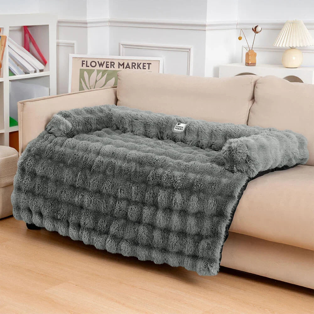 Weiches Plüsch-Hundebett, orthopädisch und beruhigend, ideal als Kuschelbett für Hunde und Katzen.