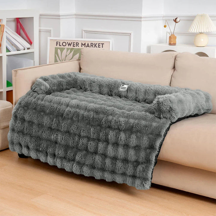 Weiches Plüsch-Hundebett, orthopädisch und beruhigend, ideal als Kuschelbett für Hunde und Katzen.