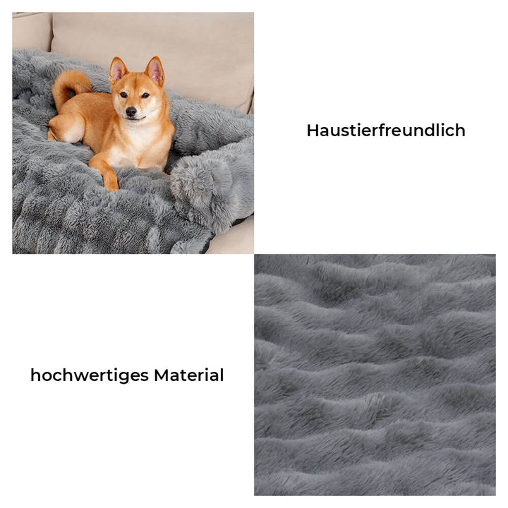 Beruhigendes Hundebett mit integriertem Sofaschutz, bietet Hunden und Katzen einen sicheren Schlafplatz.