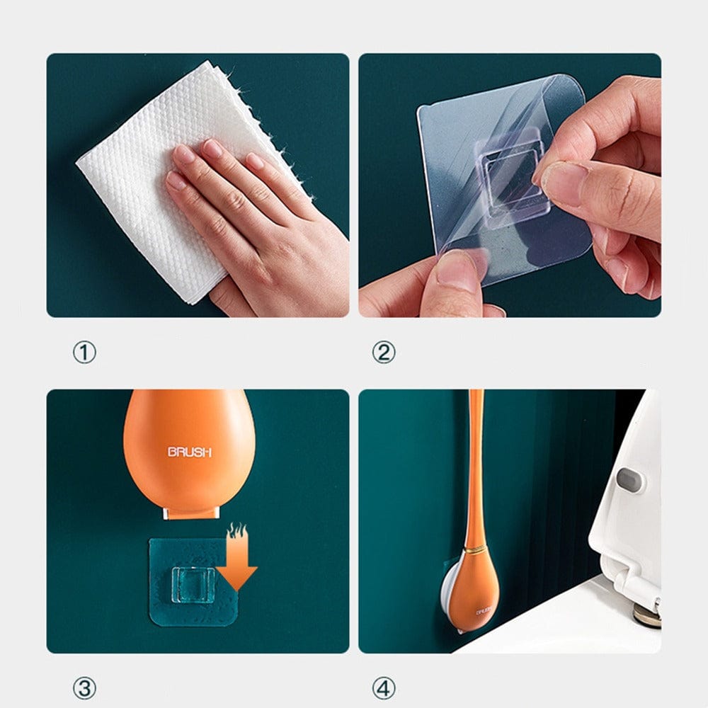 Flexible WC-Bürste für gründliche Reinigung unter dem Rand, inklusive platzsparender Wandmontage.