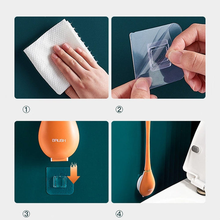 Flexible WC-Bürste für gründliche Reinigung unter dem Rand, inklusive platzsparender Wandmontage.