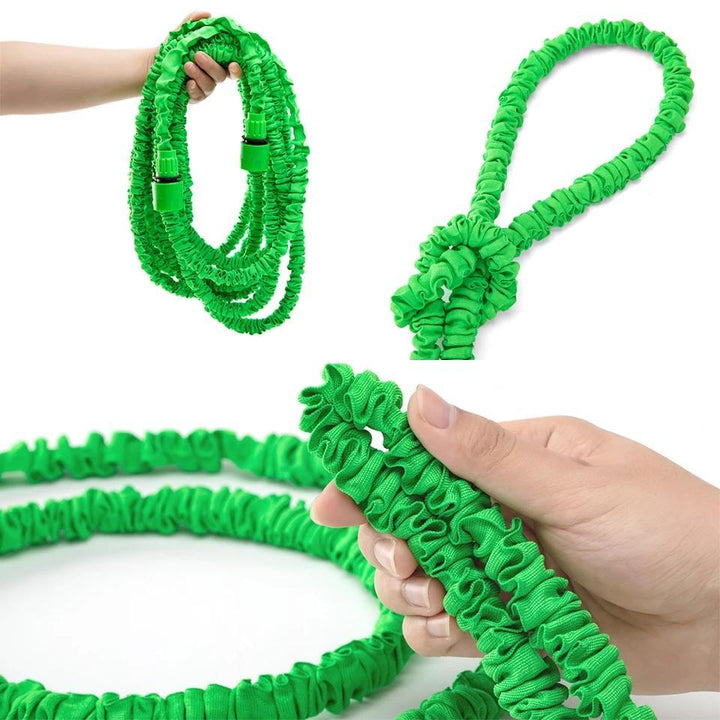 Leichter, flexibler Wasserschlauch (15m) für Gartenbewässerung. Knickfrei mit Multifunktions-Sprühpistole.