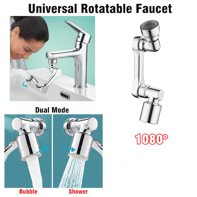 Moderner, flexibler Wasserhahnaufsatz aus Messing für die Küche, 180° schwenkbar, ideal als Spülhilfe.