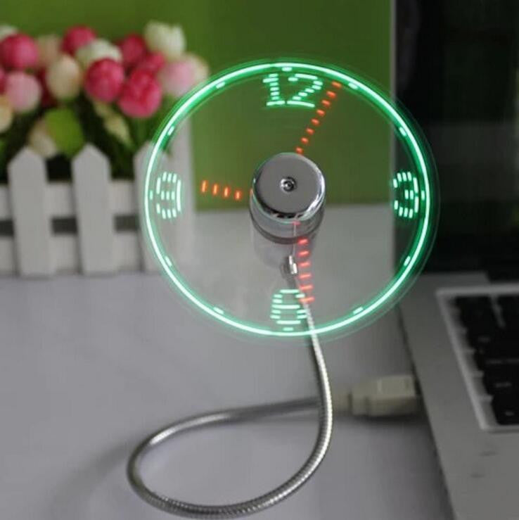 Flexibler USB-Ventilator mit Zeitanzeige für Schreibtischkühlung; tragbares Büro-Gadget.
