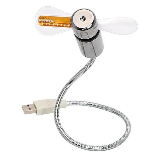 Flexibler USB-Ventilator mit Zeitanzeige; das perfekte Kühl-Gadget für den Schreibtisch und Sommer.