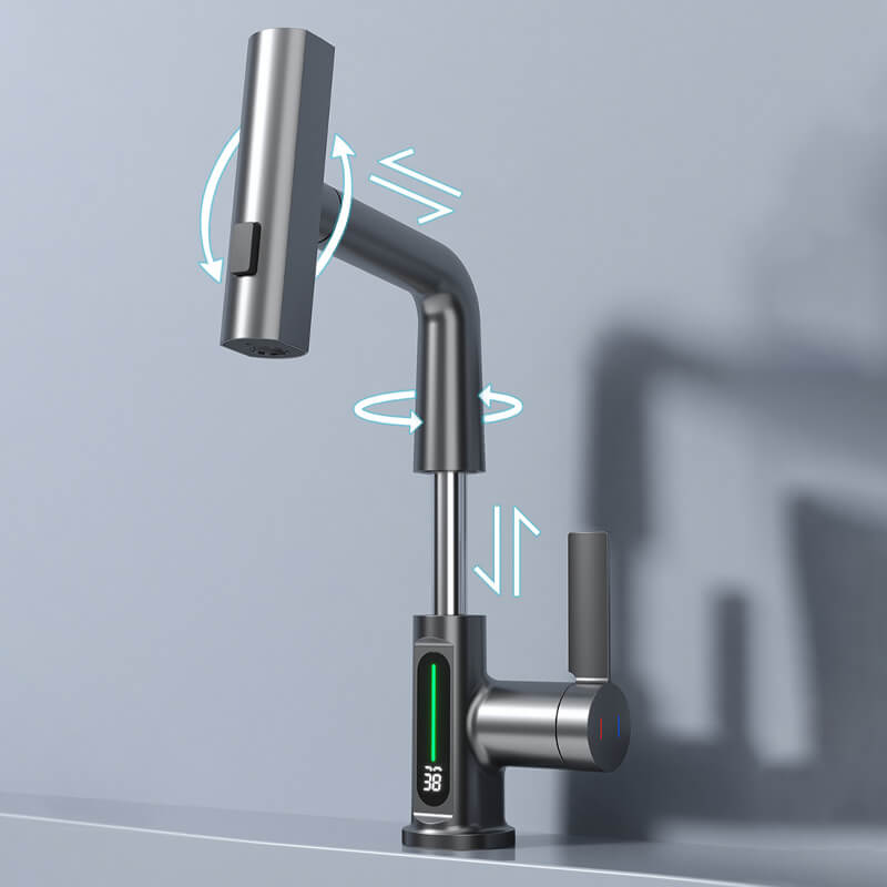 Vielseitiger Flex-Wasserhahn, Chrom, ausziehbar. Ideal für Spülbecken & Waschtische im Haushalt.
