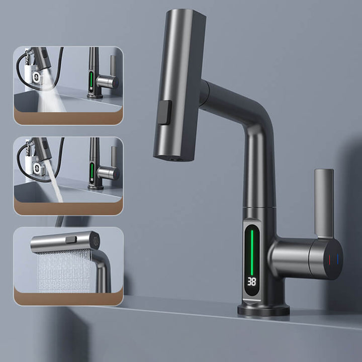Elegante Bad-Armatur, flexibel, Chrom-Finish, 360° drehbar. Ideal für Waschtisch.