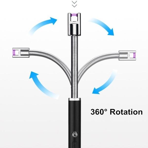 Wiederaufladbares USB-Lichtbogenfeuerzeug, flexibel und flammenlos, ideal für Camping und Haushalt.
