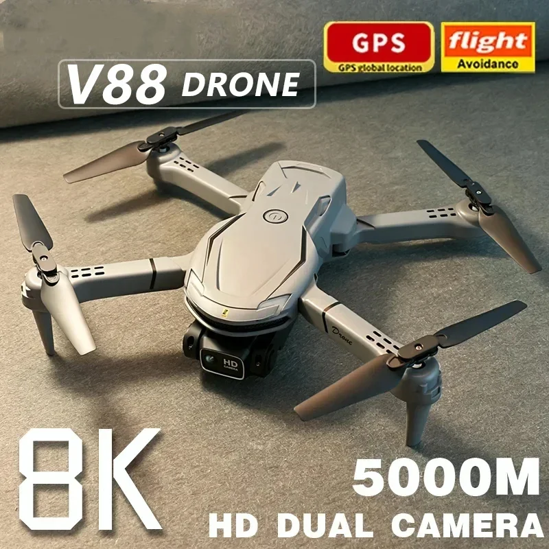 V88 Mini Drohne mit 8K Kamera, GPS & faltbarem Design für gestochen scharfe Luftaufnahmen und Videos.