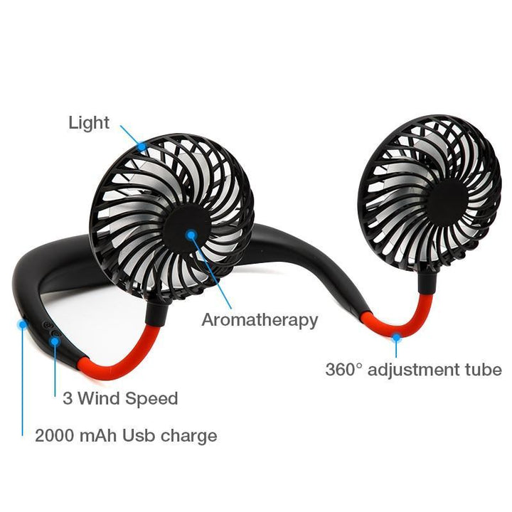 Tragbarer Nackenventilator bietet kühle Brise beim Sport, Reisen oder Entspannen – freihändig & komfortabel.
