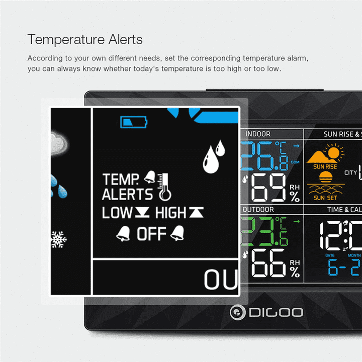 Helles, kontrastreiches Farbdisplay der Funk Wetterstation pw260516 für einfache und klare Ablesung der Wetterdaten.