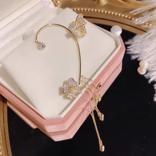 Glitzernde Schmetterling Ohrringe mit Zirkonia für Damen, ein funkelnder Blickfang.