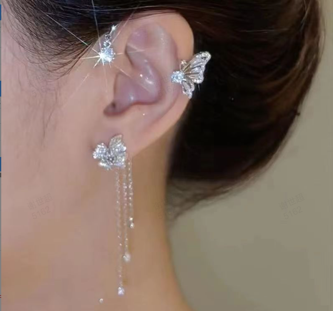 Damen Schmetterling Ohrringe mit Zirkonia, ein glamouröses Accessoire für jeden festlichen Look.