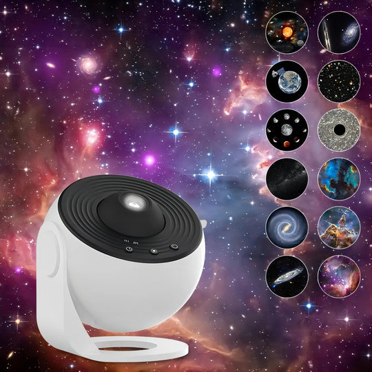 Mini-Planetarium: Galaxie Projektor mit 13 HD-Himmelsmotiven für ein immersives Sternenhimmel-Erlebnis zu Hause.