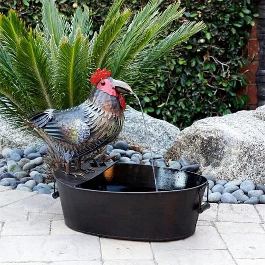 Gartenbrunnen in Naturstein-Optik mit Tiermotiv. Ideales Wasserspiel für Garten und Terrasse Deko.
