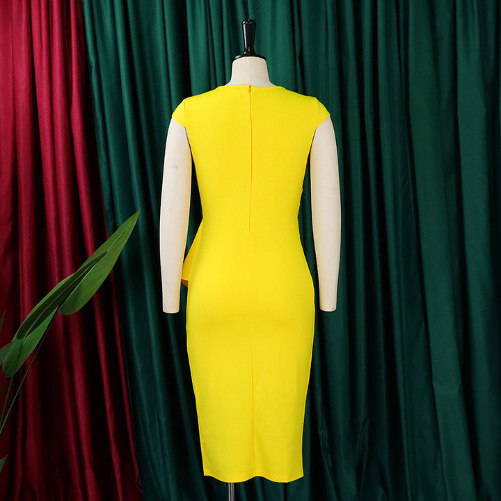 Blaues asymmetrisches Damen Partykleid Übergröße, ärmellos & modern, ein echter Hingucker.
