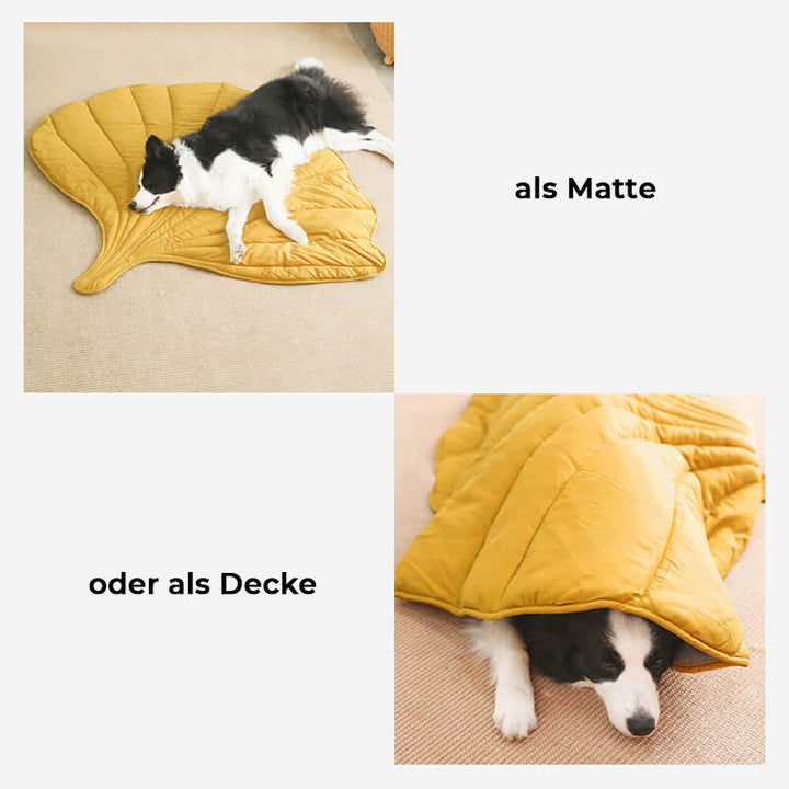 Weiche Kuscheldecke in Blattform, ideal als Hundebett & dekoratives Hundezubehör.