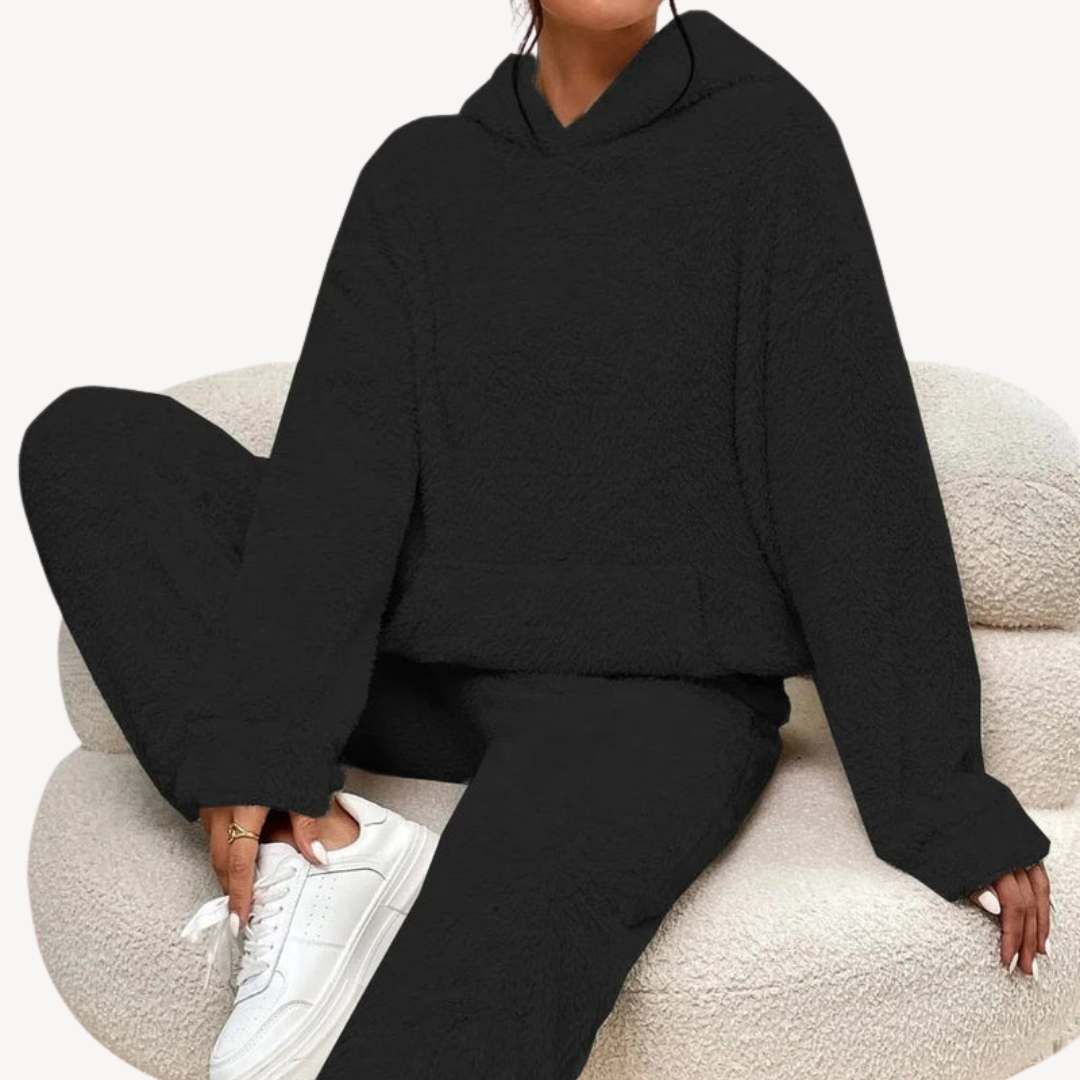 Damen Loungewear Set, ideal für Entspannung, bequemer Kapuzenpullover & Jogginghose für Alltag & Freizeit.