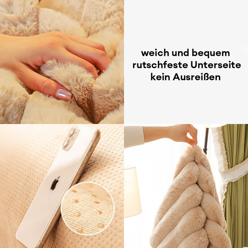 Pflegeleichter Plüsch-Sofabezug mit Streifen, maschinenwaschbar. Rutschfester Couchschutz für Familien.