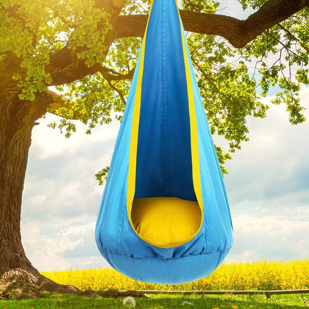 Robuster Hängesitz Baumwollmix für den Garten, perfekt zum Entspannen unter freiem Himmel.