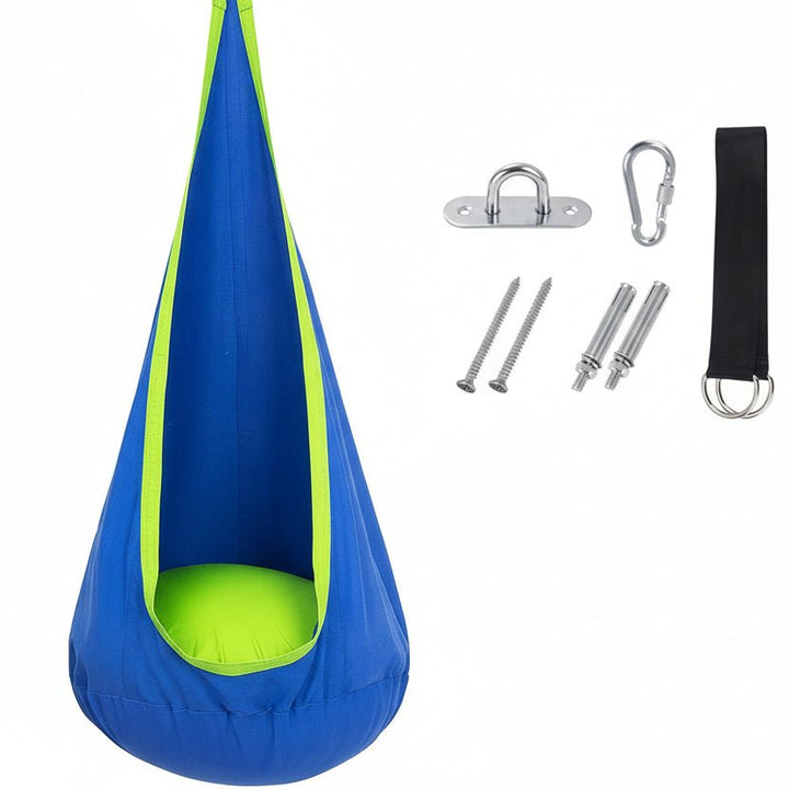 Entspannter Hängesitz Baumwollmix, ideal um im Garten oder Zuhause die Seele baumeln zu lassen.