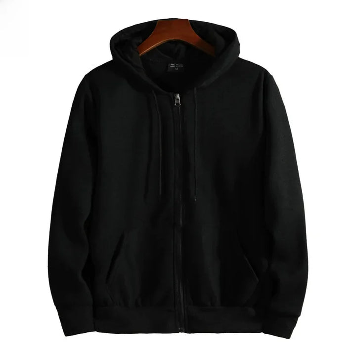 Moderner Unisex Kapuzenpullover mit Reißverschluss, ideal zum Layering. Komfortable Freizeitmode für jede Jahreszeit.