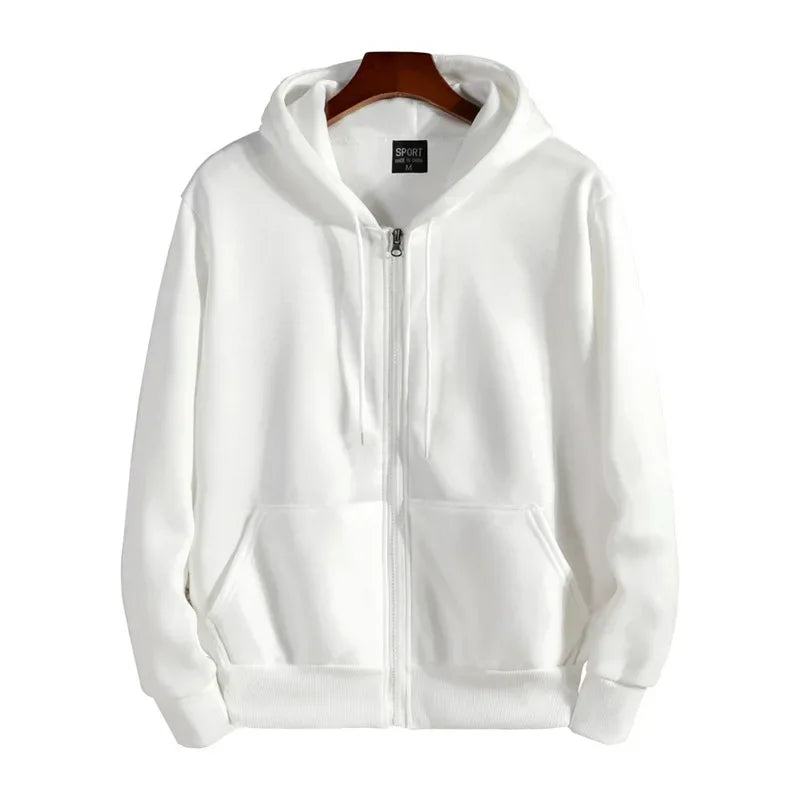 Unisex Kapuzenpullover mit robustem Reißverschluss. Lässige Bekleidung, perfekt für den entspannten Alltag und Freizeit-Looks.