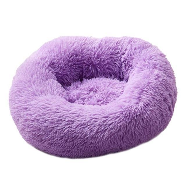 Rosa Kunstfell Katzenbett, flauschig und warm, ideal für gemütliche Stunden und tiefen Schlaf.